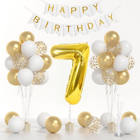 파티 용품 생일파티 풍선 올인원 세트, 1세트, 골드 7