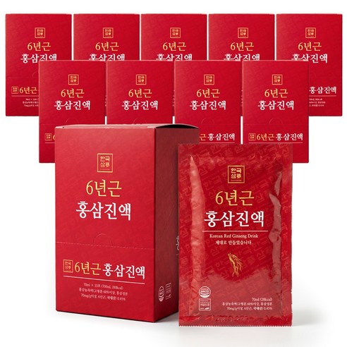 한국삼 6년근 홍삼진액 70ml 10포 x 10박스, 100개