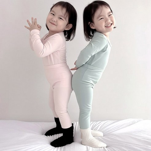 아이스토리키즈 국내제작보온 발열내의 기모내복세트 유아 아동 실내복 사이즈, XS, 핑크, 핑크 섬네일