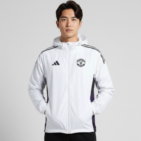 아디다스 맨체스터 유나이티드 티로 25 컴피티션 올웨더 자켓 남성 축구 바람막이 윈드브레이커