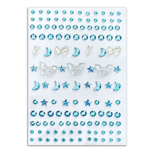 다락301 스티커 페이스 반짝이 페스티벌 파티 워터밤 메이크업 큐빅 얼굴스티커, 1개, 03 아쿠아블루