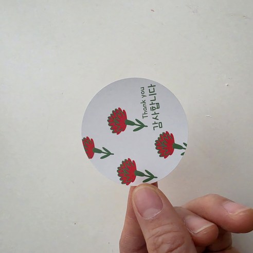 어버이날 스승의날 선물포장 스티커 카네이션 감사합니다 원형 5cm, 50개