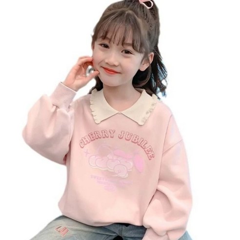 스윗하우스리 여아 여자아이 키즈 유아 주니어 카라 체리 맨투맨 티셔츠 상의