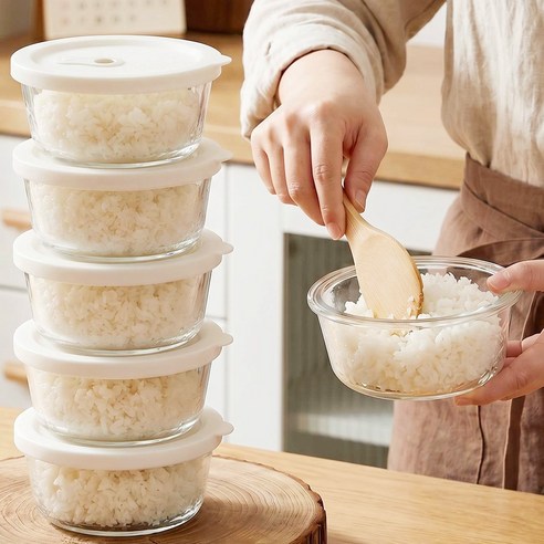 에너딕 내열유리 전자레인지 냉동 밥용기, 400ml, 5개