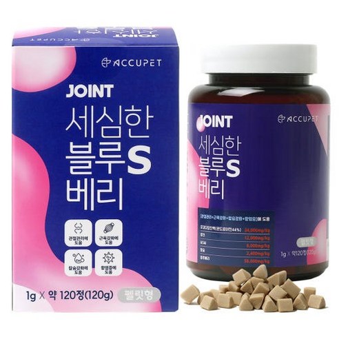 아큐펫 강아지 관절 영양제 노견 슬개골 연골 블루베리 S, 1개, 1회분