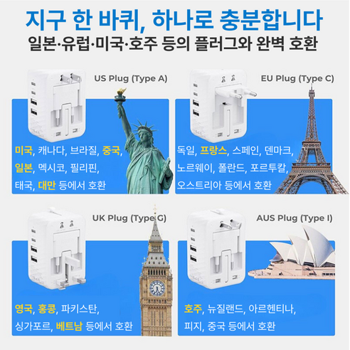 스피노 미니 2500W 일본 돼지코 변환기 해외 여행용 멀티 어댑터 이미지 3