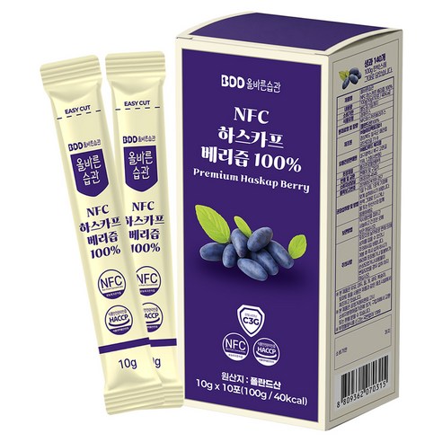 올바른습관 폴란드 NFC 하스카프베리착즙 100% 스틱, 1개, 100g