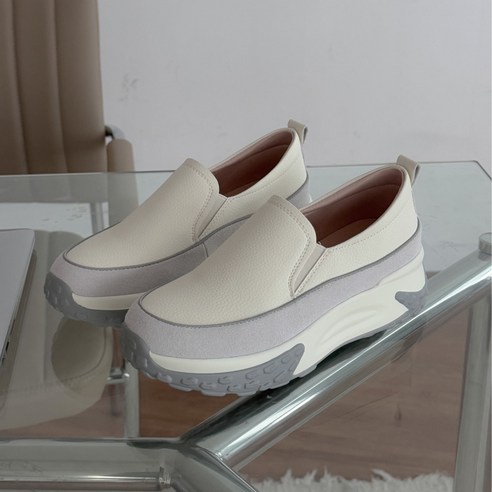 소울리 여성 가죽 키높이 슬립온 운동화 5CM