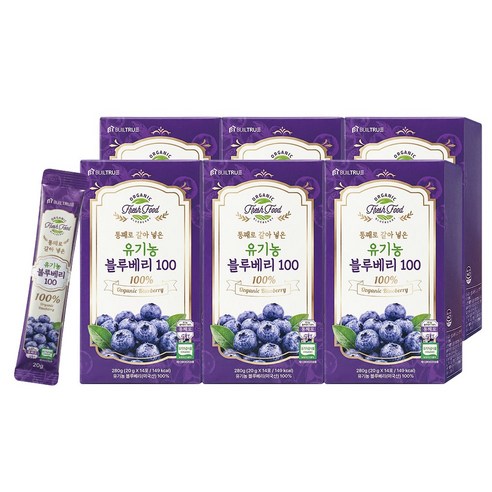 통째로 갈아 넣은 유기농 블루베리 100 스틱 즙 퓨레, 84개, 20g