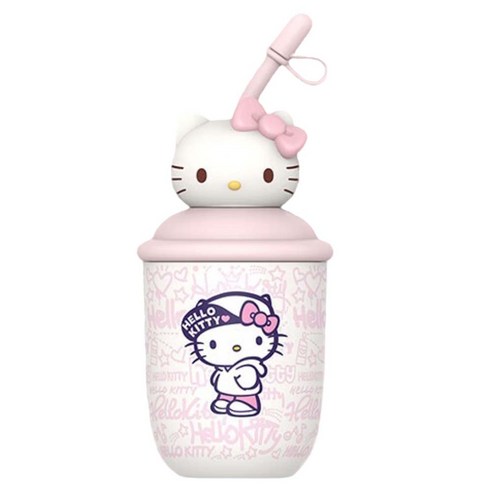 StarR 산리오 캐릭터 헤드 피규어 스트로우 보온텀블러 3540, 핑크 헬로키티, 1개, 380ml