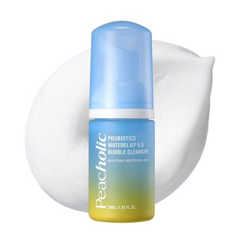피치홀릭 저자극 수분 진정 프로바이오틱스 워터릴리프 버블 미니 여행용 클렌저 30ml, 1개