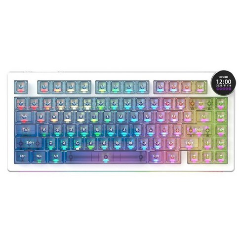 에이재즈 AK820 V2 프로 스마트 스크린 RGB 3모드 유무선 키보드, 클리어 핑크 그라데이션, 라이치 축, 제조사축