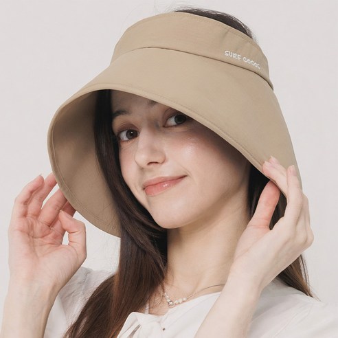 서프코코스 얼굴 커버 울트라 와이드 썬캡 햇빛가리개 UV차단 양산모자 남여공용, 1개, 베이지