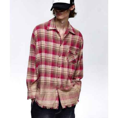 알에스에스씨 RSSC FRINGE DYED CHECK SHIRT - PINK