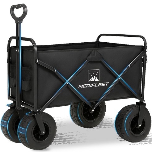 메디플릿 캠핑 아웃도어 대형 광폭 바퀴 폴딩 카트 웨건, 1개, 블랙(8호)