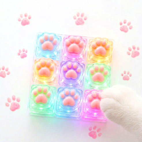 키키큐브 LED 감성 키캡 키링 딸깍이 9구, 1개, 고양이