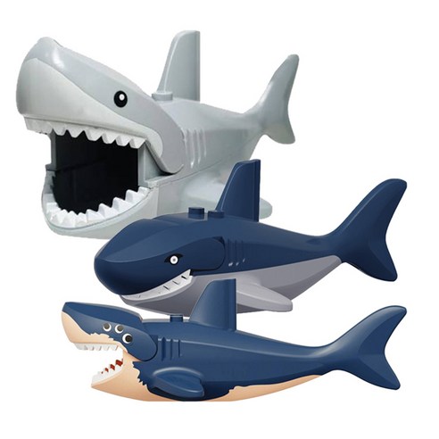 BIG 상어 3종 해양동물 호환블록 브릭미니피규어 수집/장식/전시용 키덜트아이템, SHARK04. BIG 상어 3종 세트(로켓), 1개, SHARK04. BIG 상어 3종 세트(로켓)