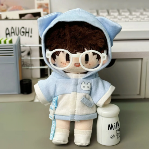모카돌 10cm 20cm솜인형옷 고양이 후드 자켓, 1개, 블루