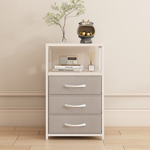 sowellhome 패브릭 오픈 선반형 서랍 협탁