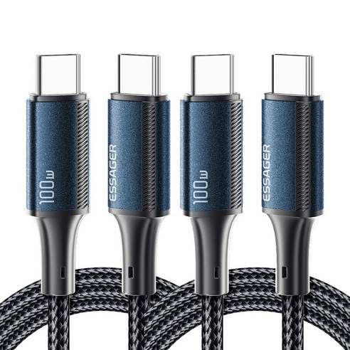 Essager E Marker 칩 PD 100W C to C타입 초고속 충전 케이블 2개입, 블루, 2개, 2m