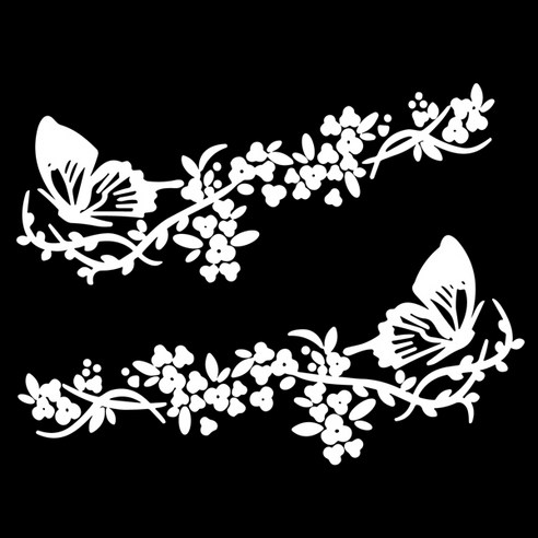 꽃과 나비 스티커 2개 1세트 / 패션 자동차 오토바이 스티커, 1개, 화이트 반사