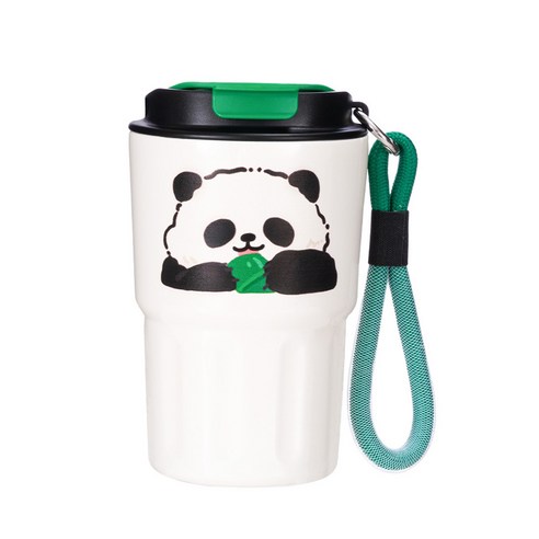 보보 릴랙스 푸바오 판다 스텐 보온병 보냉컵 뜨아텀블러 340ml, 1개, 화이트