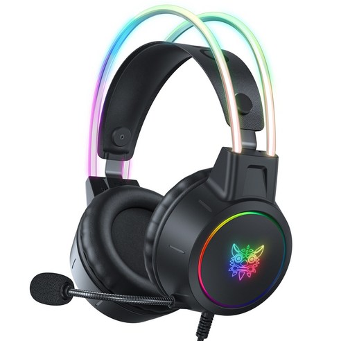 ONIKUMA RGB 유선 게이밍 헤드셋 가상 7.1 usb 노이즈캔슬링 마이크 X15 PRO, 블랙