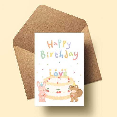 캘리엠 캘리그라피 카드 JW2210-Happy Birthday 생일카드 감사카드 사랑카드