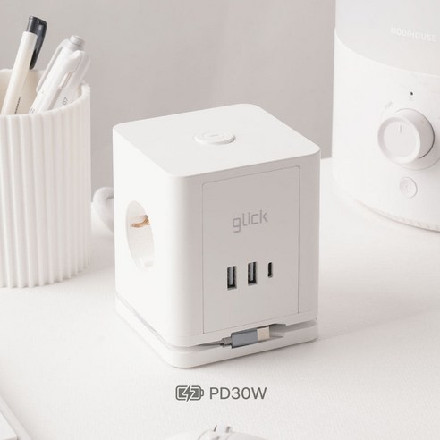 지클럭커 멀티마스터 롤플러스 큐브 3구 고용량 4000W C타입 USB 멀티탭 LP706PD, 1개, 큐브형 3구 화이트, 1.5m