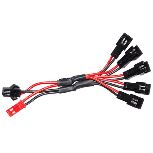 RC 배터리 SM-2P JST 젠더 멀티 충전 케이블 2in5 분배기 드론 RC카 동시충전 어댑터, 1개, (SM-2P) 5IN1멀티충전케이블(블랙)