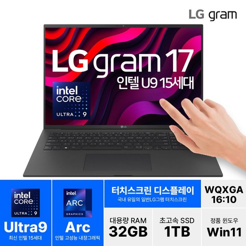 LG전자 그램 Pro 인텔 코어 Ultra7 14세대 16GB 32GB 1TB 2TB 윈도우11 (상품 확인 필수), 17인치 블랙, 울트라9 15세대, WIN11 Home
