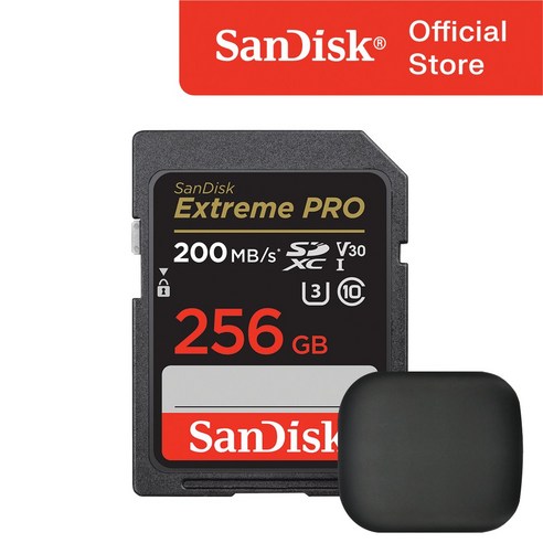 샌디스크 익스트림 프로 SD카드 카메라 메모리 + 파우치 패키지, 256GB, 1개