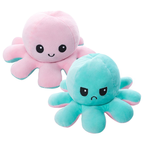 KC인증 양면 리버시블 반전 애착인형, 연핑크/민트, 문어인형, 1개, 20cm