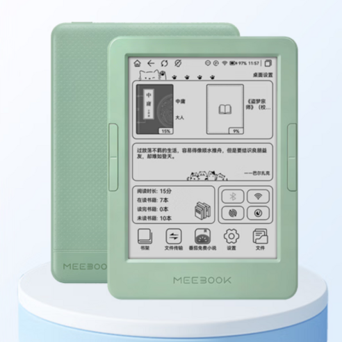 [CTK] 미북 MEEBOOK E6 전자책 이북리더기 6인치 300PPI 잉크스크린 터치스크린 리모컨 AI리더기, Wi-Fi, 그린