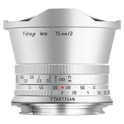 티티아티산 캐논 RF마운트 전용 광각 어안 단렌즈 APS-C 7.5mm F2, 캐논 RF 포트 실버