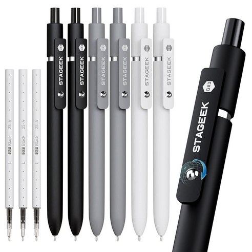 STAGEEK GX3 0.7mm 젤 펜 블랙 6개입 리필3개입 - 펜/펜리필 | 쿠팡