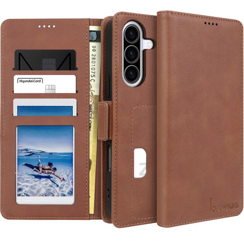 커위안 명품 수제 갤럭시 A36 가죽 카드 지갑형 다이어리 폰 케이스(SM-A366)