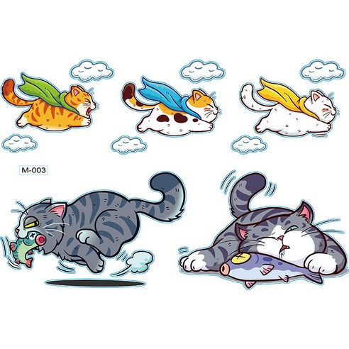 차량용 흠집 스티커 자동차 캠핑카 고양이 스티커 꾸미기, 1개, C세트