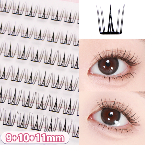빈메이 노글루 속눈썹 가닥 포인트 속눈썹 9+10+11mm 풀이 필요없는 아이래쉬 60pcs, 1개, 샤인