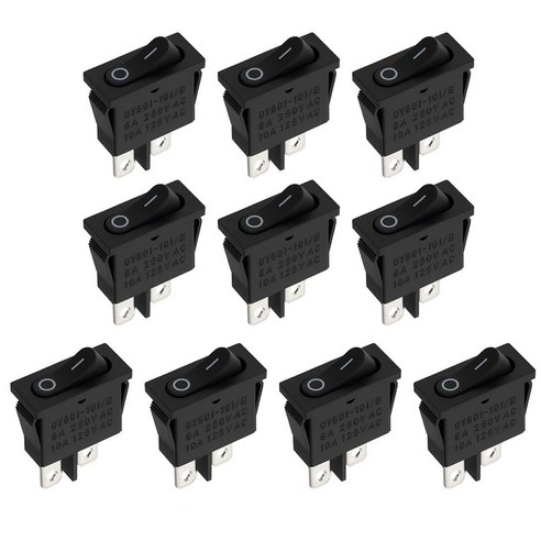 Micro Traders 10pcs KCD1-110 Black On-Off Slim Rocker Switch 21x9.6mm ...