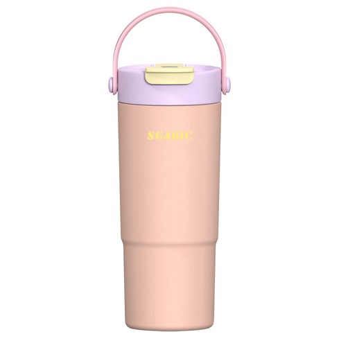 SGAKIC 진공 스텐 빨대 텀블러 보온보냉 차망 밀폐 워터보틀, 1개, 650ml, 핑크