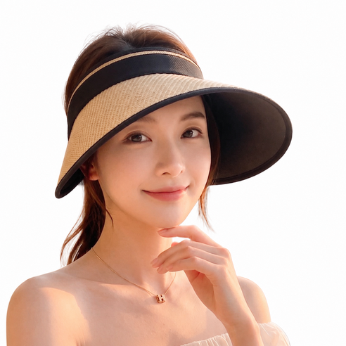 햇빛차단 여성썬캡모자 라탄썬캡모자
