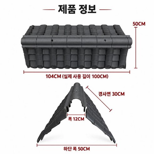 코어원 프리미엄 경량기와 전통 한옥 담장 처마 지붕재, 흑회색 37 담장기..., 1개