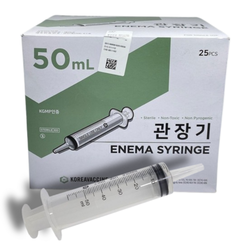 한국백신 멸균 관장용 세정용 일회용주사기 50cc 의료용 개별포장, 1박스, ENEMA-SYRINGE 세정용 50cc