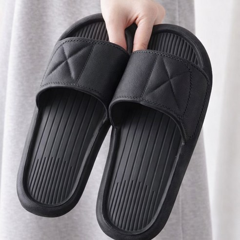 페이퍼랩 층간소음 방지 거실화 편안한 여름용 실내 슬리퍼, 1개, 블랙