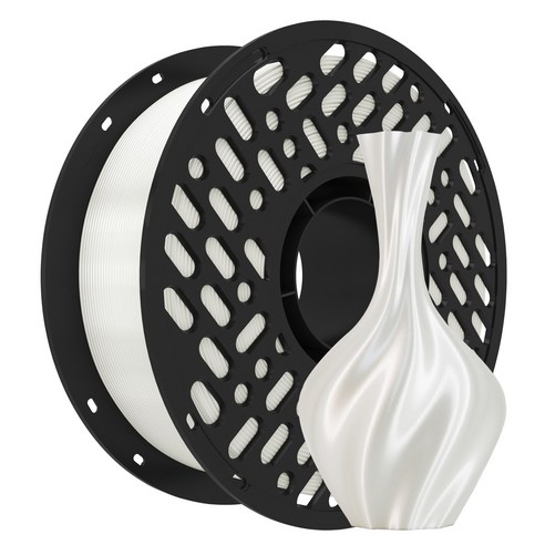 CaiLab 3D 프린터 필라멘트 PLA 실크 질감 쉬운 출력 고품질 1.75mm 안정적인 라인 직경 범용 재료 1kg (Bambu Lab A1 A1 Mini P1S 호환), 흰색