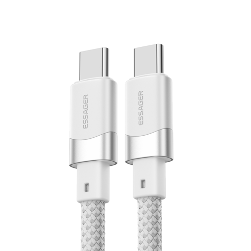ESSAGER C-C 100W 마그네틱 고속 충전 케이블 5A 480Mbps 데이터 전송 1m 화이트, 1개