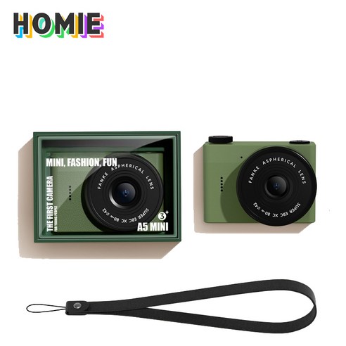 HOMIE 미니카메라 2K 화소 디지털카메라 고화질 스크린 빈티지카메라 사진 촬영+동영상 녹화 카메라 64GB, 녹색