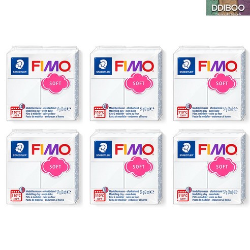 피모 소프트 36종 컬러 6EA 세트 FIMO 폴리머클레이 칼라클레이, 6개, 57g, #0 화이트