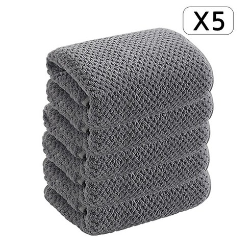 Veralool 호텔수건 40수 코랄플리스 극세사 세면 타올 고흡수력 먼지없는 속건 타월, 5개, 그레이